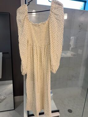 Nothing Fits But Smocked Maxi Dress with Puff Sleeves - Cream Floral